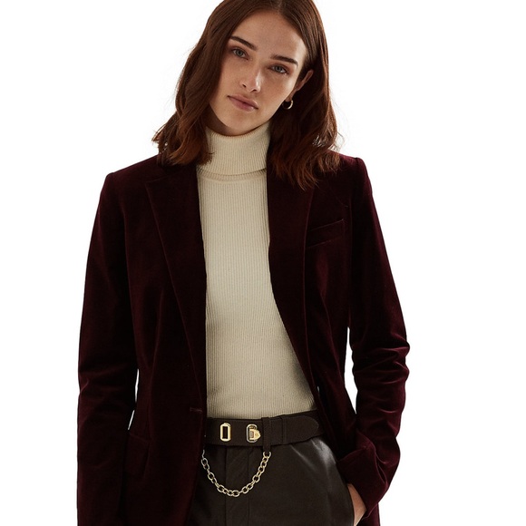 Ralph Lauren Burgundy Velvet Blazer US12 $265 - Picture 4 of 15